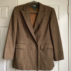 Lauren by Ralph Lauren Women's Size 12 Brown Houndstooth Blazer